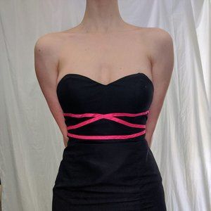 Gorgeous Gothic Barbie Prom Dress Y2K Black and Neon Pink XS Size 0